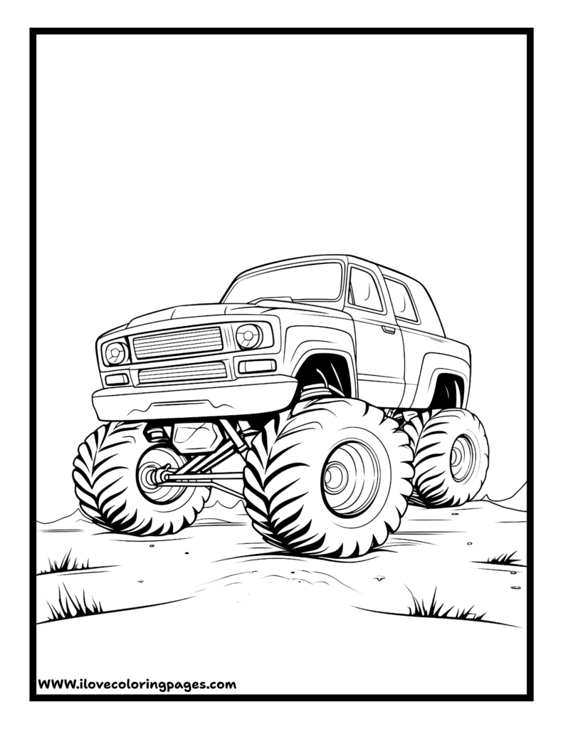 monster truck coloring page easy