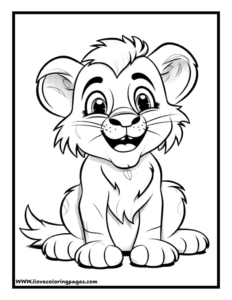 Baby Lion Smiling Coloring Page