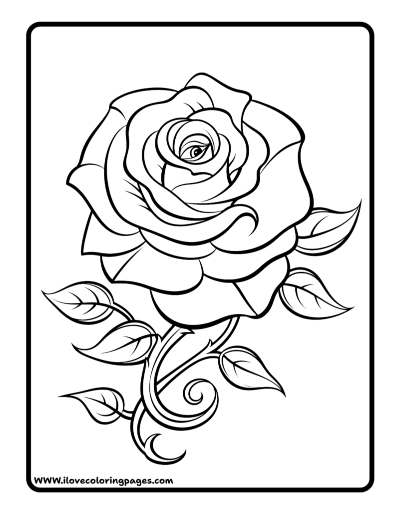Beautiful Rose Coloring Page
