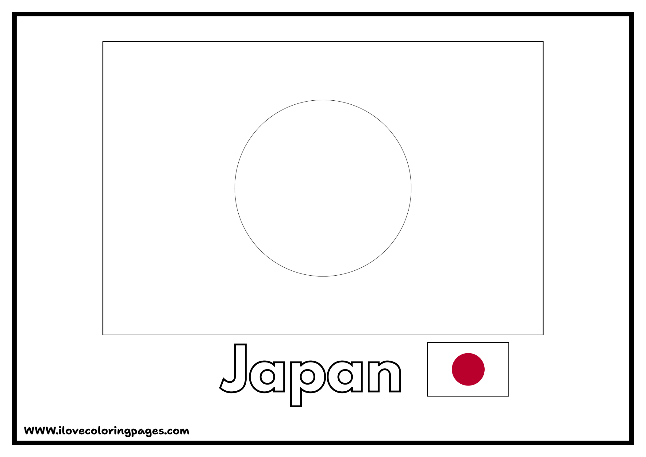 Japan Flag Coloring Page