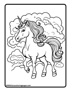 Magical Unicorn in the Sky Coloring Page
