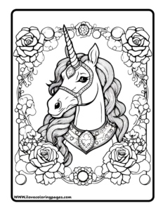 Majestic Unicorn Coloring Sheet