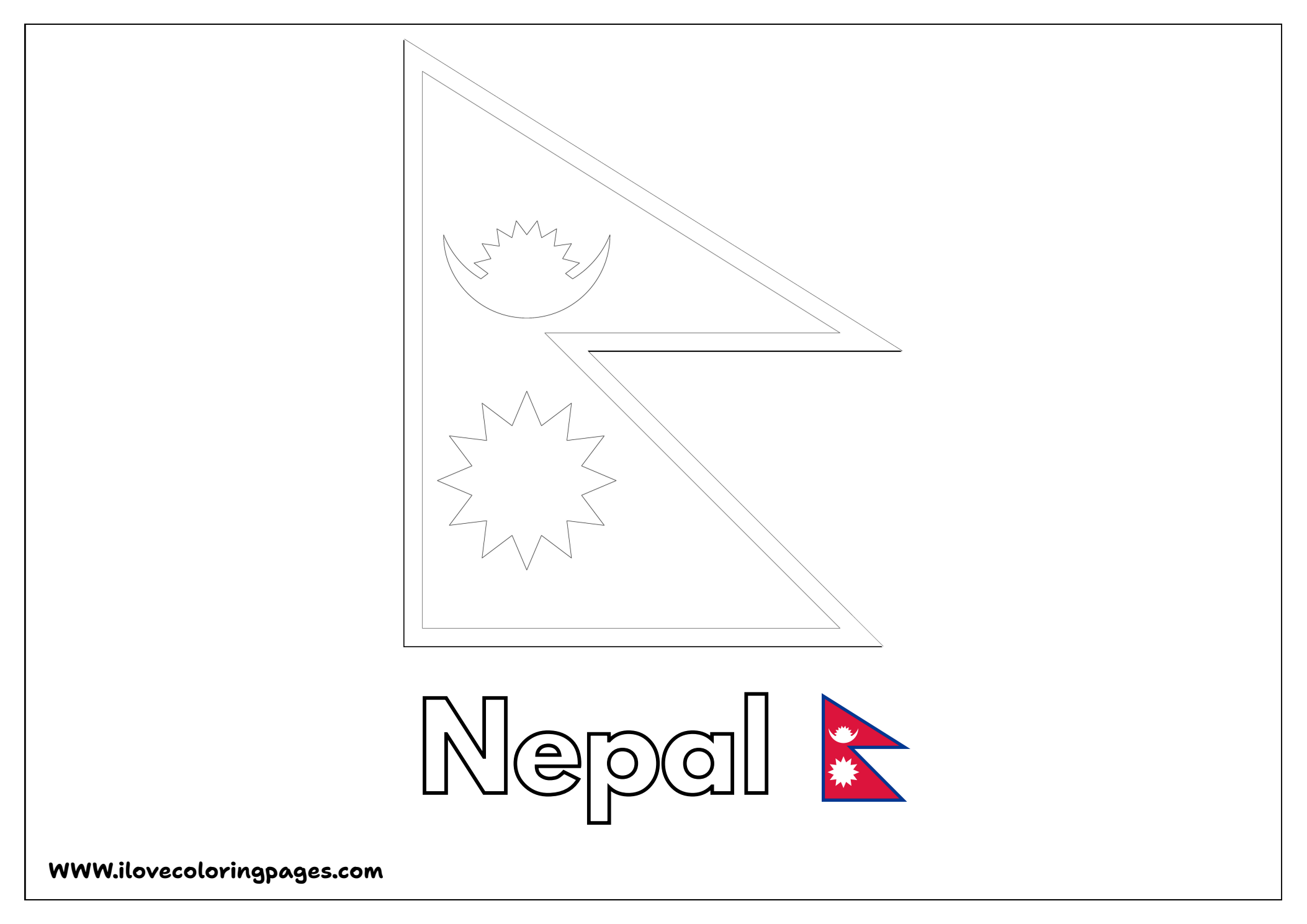 Nepal Flag Coloring Page