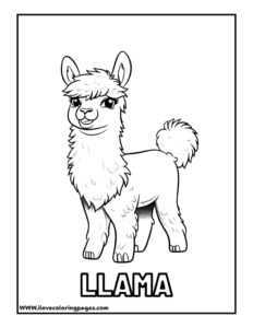 Realistic Llama Coloring Page