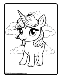 Unicorn Childrens Colouring Page