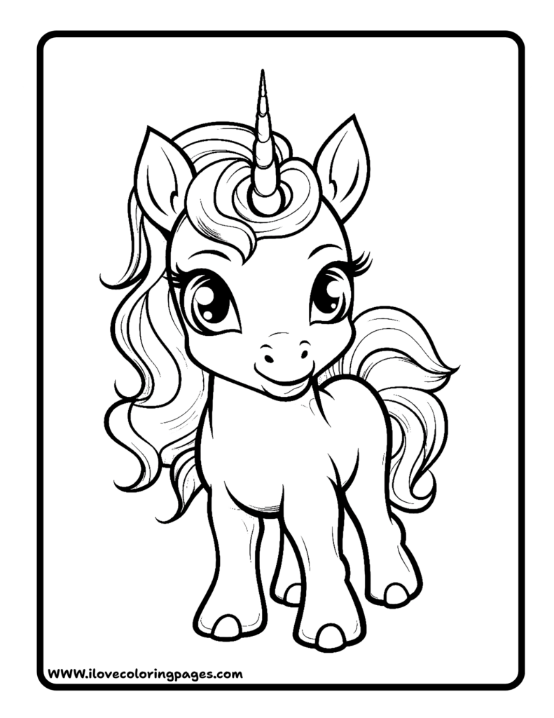 Unicorn Childrens Colouring Sheet free printable coloring page