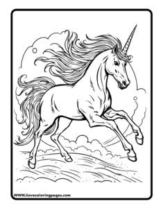 Unicorn Free Adult Coloring Page