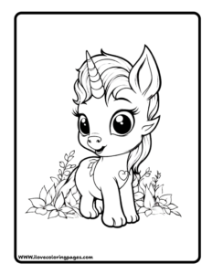 Baby Unicorn Coloring Page