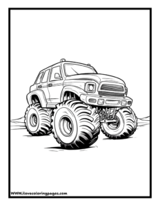Monster Truck Coloring Page Printable PDF