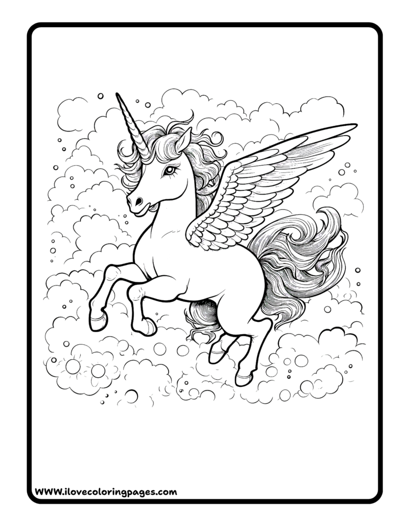 Unicorn Coloring Sheet free printable coloring page